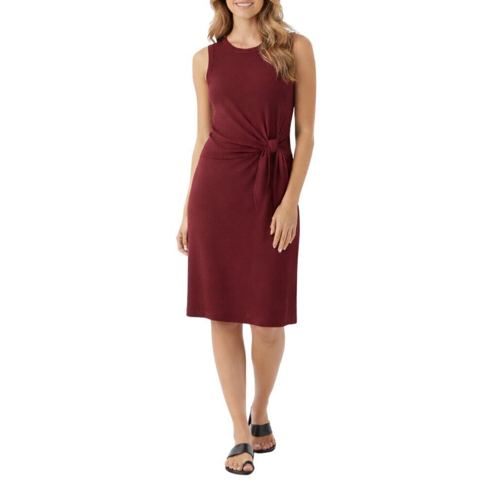 NWT Michael Stars Sleeveless Faux Wrap Front Knot Knit Mini Dress in Ruby Sz. XS